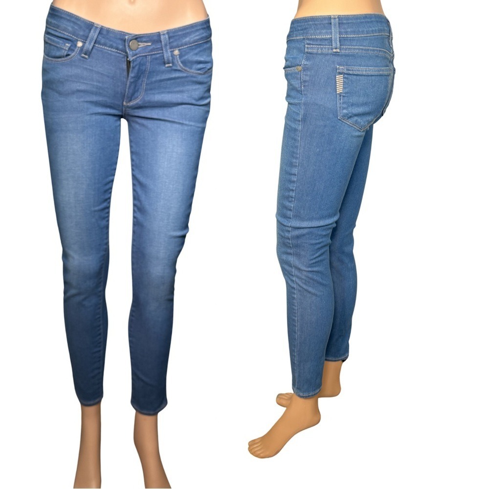 Paige Verdugo Ankle Skinny Jeans Medium Wash Blue Stretch Denim Size 25
